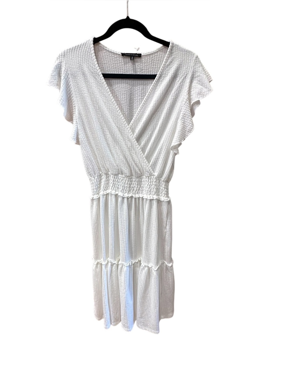 Caution To The Wind White Ruffle Cap Sleeve Dress
